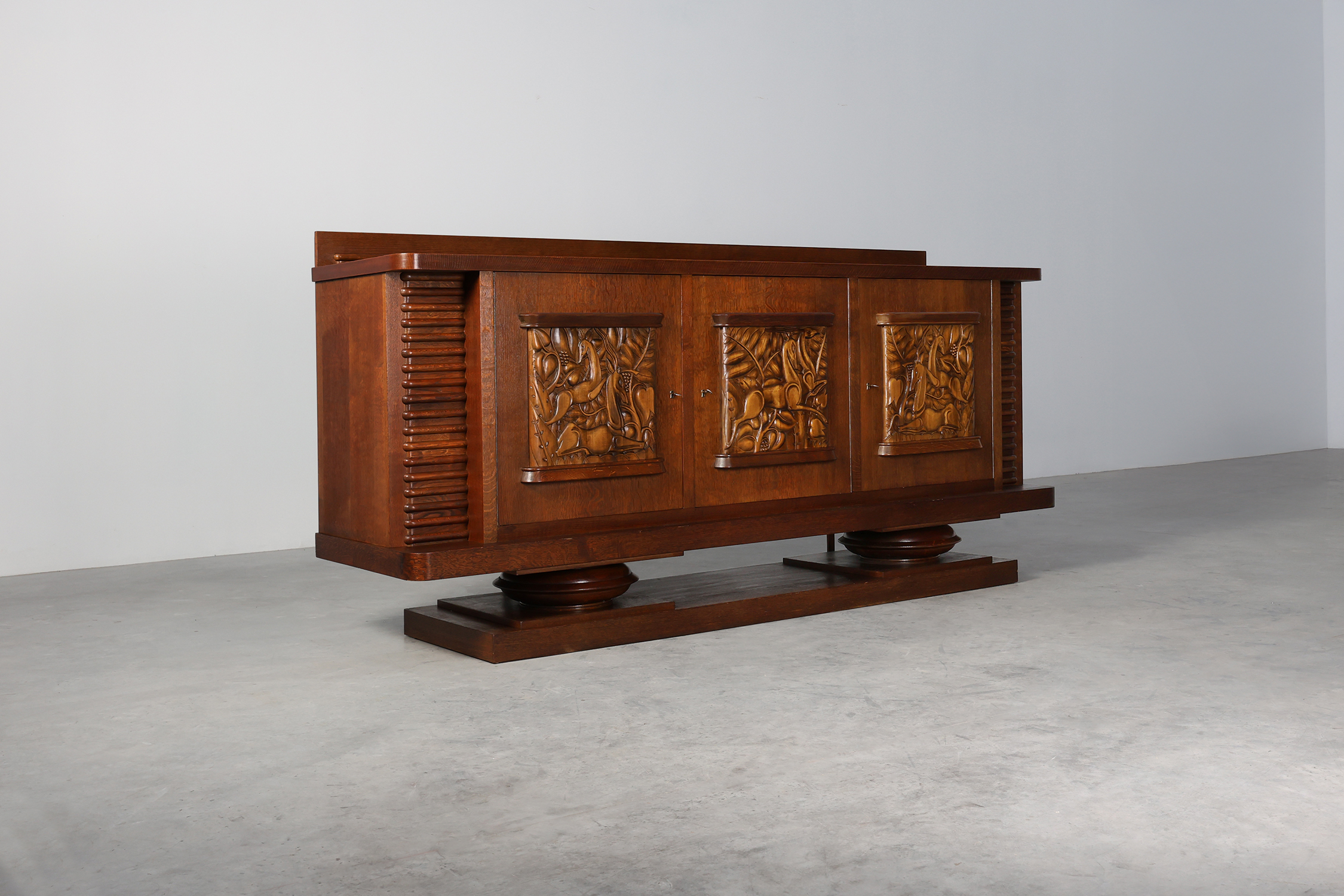French Art Deco Oak Sideboard by Jacques Klein, circa 1925thumbnail